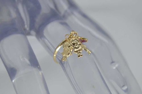 Anel De Ouro 18k Com Três Bonequinhos Vc Escolhe E Coração