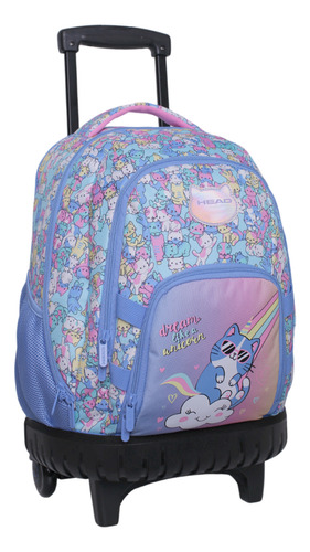 Mochila Ruedas Infantil New Kodiac Cutie Cat Lavanda Head