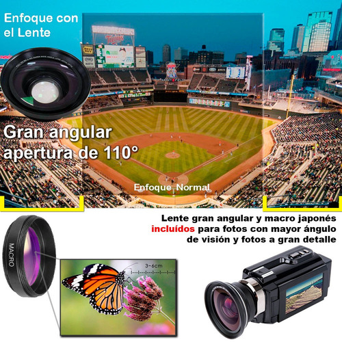 Videocamara Vak 809 Microfono Nocturna 24mp Touch Hdmi Sd