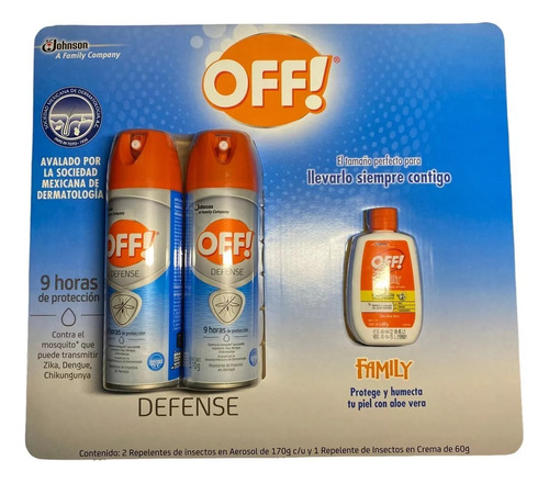 Repelente De Insectos Off Defense 2 De 170gr + 1 Crema 60gr