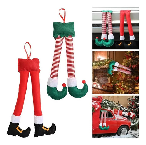 2 Pcs Natal Elfo Santa Pernas Acessórios Do Carro Decoração