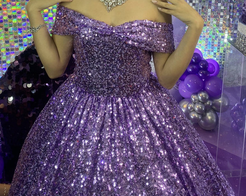 Vestido De Quince Años Quinceañera Tendencia Morado Lentejue