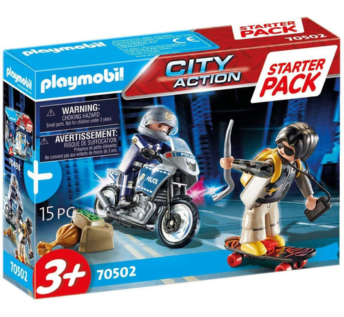 Playmobil Policia Persecucion Ladron Moto Starter Pack 70502
