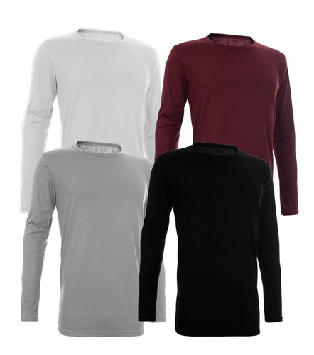 Imagen 1 de 9 de Remera Hombre Manga Larga Modal Lisa Basica Pack X 4 Surtido