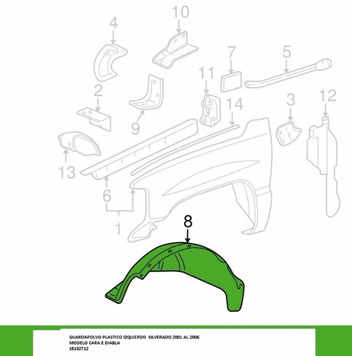 Guardapolvo Izq Plastico Delantero Silverado 01/06 15132712