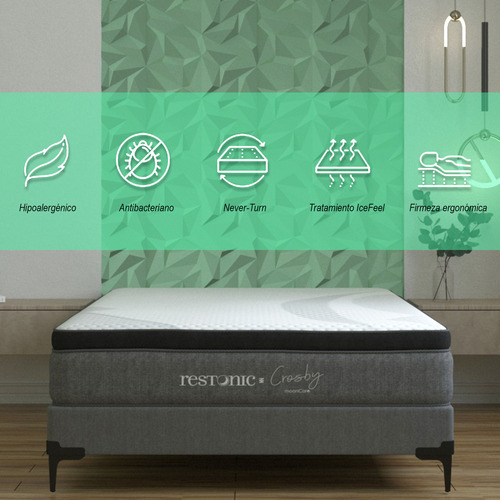 Colchón Restonic Queen Size Crossby Firme Ortopédico Tratamiento Iceefeel