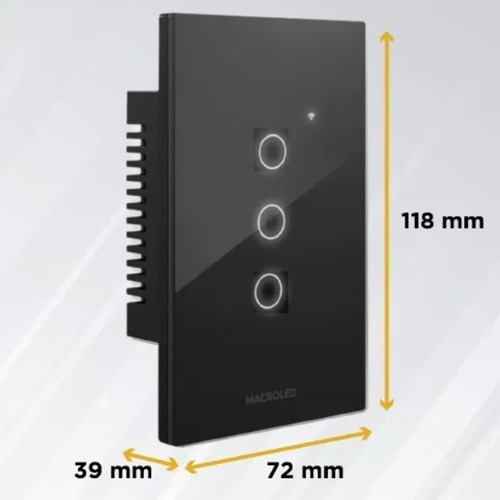 Imagen 2 de 6 de Tecla Llave Smart Tactil Vidrio 3 Luces Canales Alexa Google