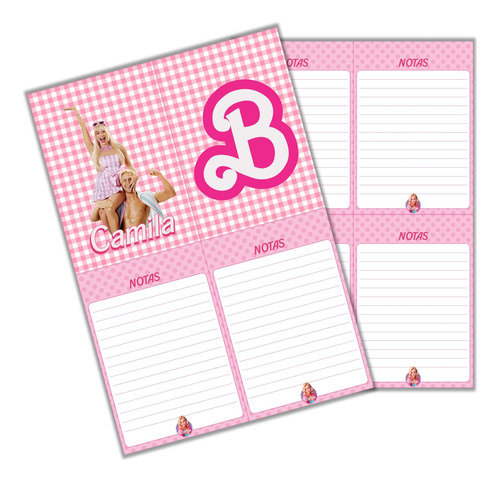 Kit Imprimible X6 Anotadores Bloc Notas Barbie 