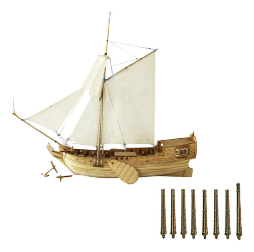 1:80, Modelo De Barco De Vela, Cañón De Bronce 8 Piezas