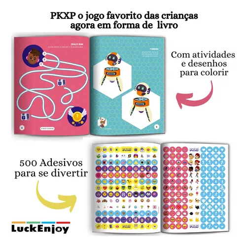 Pkxd Jogo Online Livrão De Atividades E Desenhos Para Colorir 64 Paginas +  50 Adesivos Kit