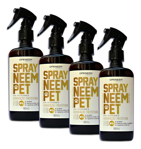 Spray Neem Pet 180ml Openeem (uso Animal) - 4 Unidades