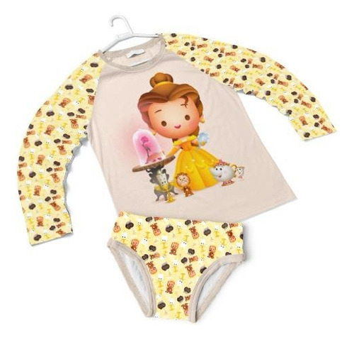 Traje De Baño Niña Princesa Bella Protección Solar Playera