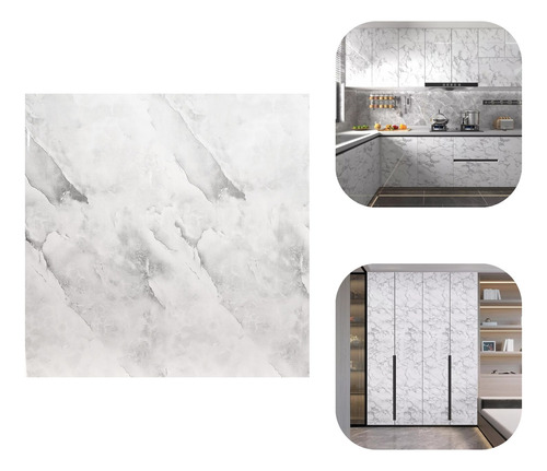 Pegatina 12pz Plancha Para Pared 60x60cm Tipo Marmol 4.3m2 Gris