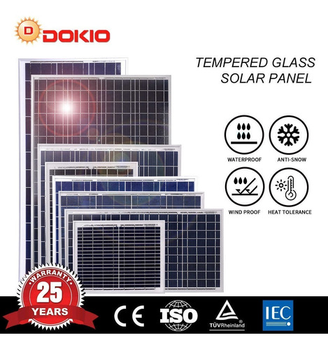Dokio Panel Solar de policristalino para Batería DE 12 V 20 W 