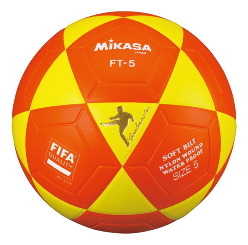 Bola de futebol Mikasa FT-5 nº 5 Unidade x 1 unidades  cor laranja e amarelo