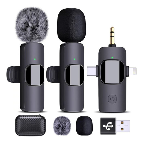 2pzs Micrófono De Solapa Inalámbrico Bluetooth 3 En 1