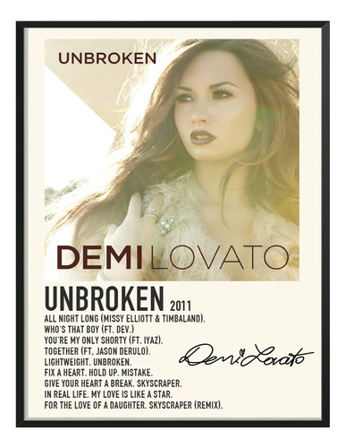 Poster Demi Lovato Album Music Tracklist Unbroken 80x40