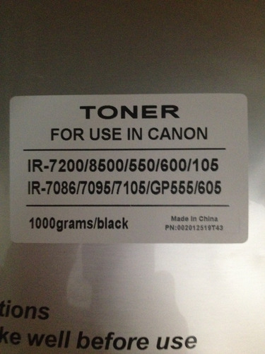 Imagen 1 de 3 de Toner Canon Ir 8500/85/105/9070/8070/7200/600/550 Ikon Gpr1