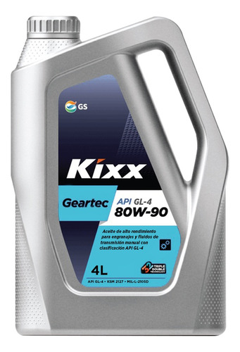Aceite Transmisión Manual Kixx Geartec Gl-4, 80w-90 4l