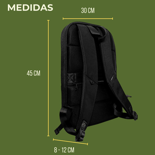 Mochila Antirrobo Porta Notebook Burgo 16lt Génova 77115 Color Negro Diseño de la tela Lisa