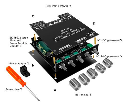 Mini Placa Amplificadora Tb21 Inalámbrica 2.1c Bluetooth 5.0