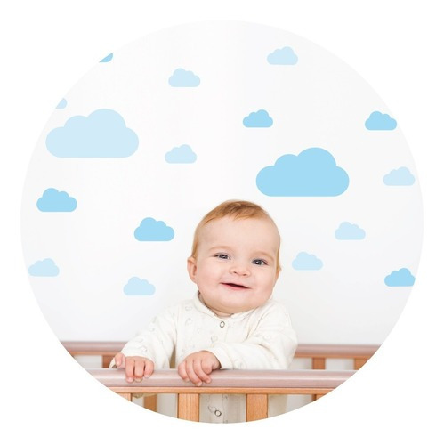 Adesivo De Parede Infantil Nuvens Tons De Azul