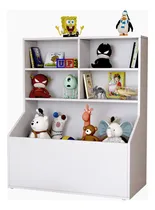 Comprar Estante Organizadora De Brinquedo E Livros Para Quartos E Brinquedoteca Branco Em Mdf 4 Nichos E Um Baú - Prado Móveis
