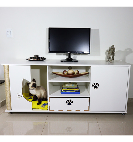 Rack Para Tv Com Cama Pet Arranhador Para Gato - Garfield