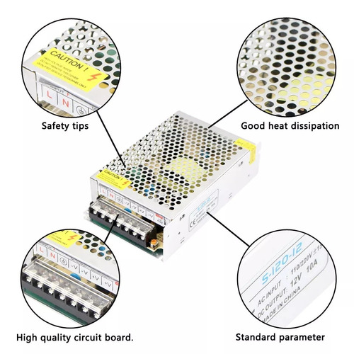 Imagen 4 de 7 de Fuente 12v 16a 192w Adaptador Cinta Luz Led Camaras Supli