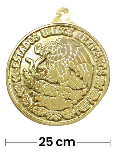 Imagen 3 de 3 de Escudo Nacional Mexicano Plástico 3d Oro Med 25cm Mylin 24pz