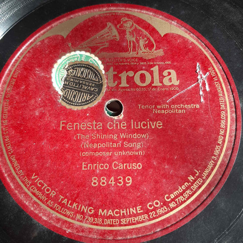 Pasta Enrico Caruso Tenor Orchestra Napolitana Victrola Tc66