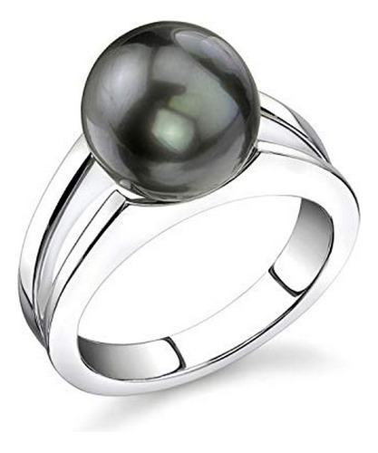 La Fuente De La Perla 10-11mm Anillo Kasandra Genuino Negro 