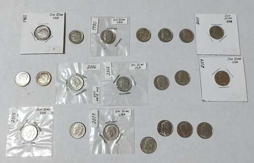 Lote De 21 Monedas De 10 Centavos De Dólar Americano Envío G (Usado)