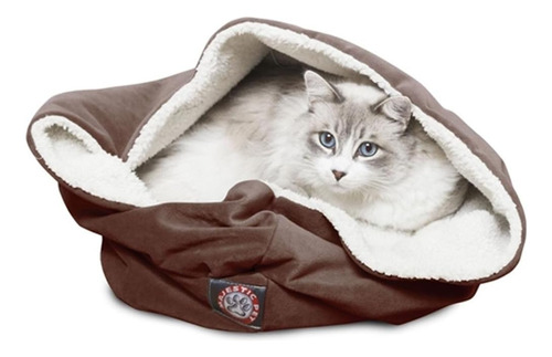 Cama Para Gatos Con Madriguera De Gamuza Color Chocolate De 