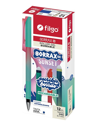 Lapicera Roller Gel Borrable Filgo Borrax Se Sunset Caja X12