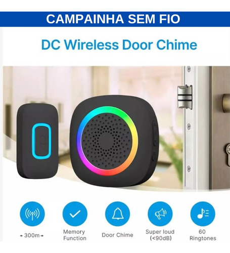 Campainha Residencial Sem Fio Wireless Longo Alcance 300m