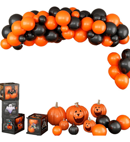 Kit Globos Halloween Naranja Negro Mediano