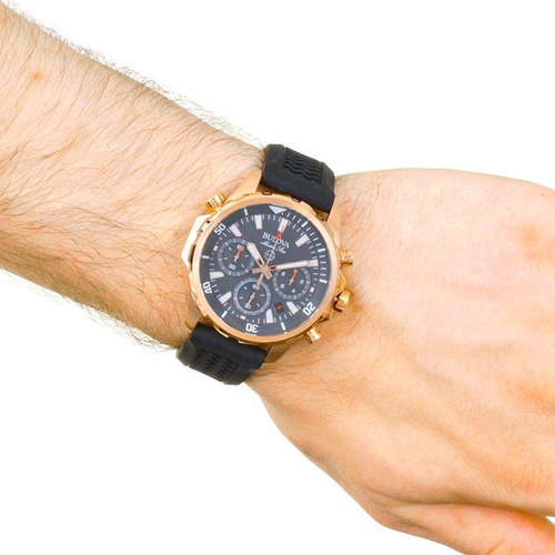 Reloj Bulova Marine Star Negro Oro Caballero 97b153 Original Color del bisel Oro rosa