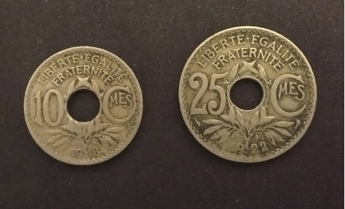 Moneda: Francia 10 Y 25 Centavos 1918 - 1922