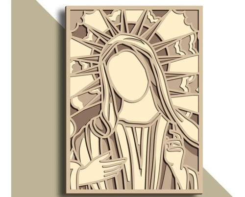 Figura Virgen Maria Y Niño Jesus De Madera Cuadro Religioso
