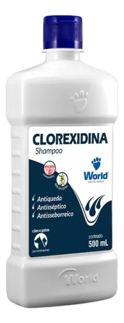 Shampoo Dermatite Clorexidina World fragrância suave frasco 500 ml