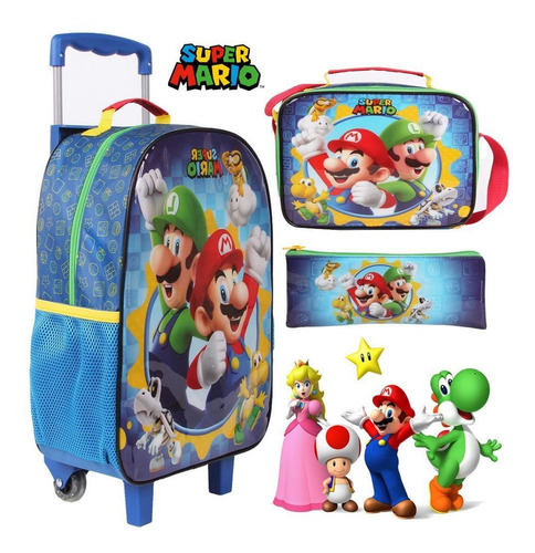 Kit Super Mario Mochila Original Dmw Lancheira