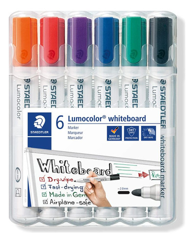 Marcador Quadro Branco Staedtler Lumograph 2.0mm 6 Cores