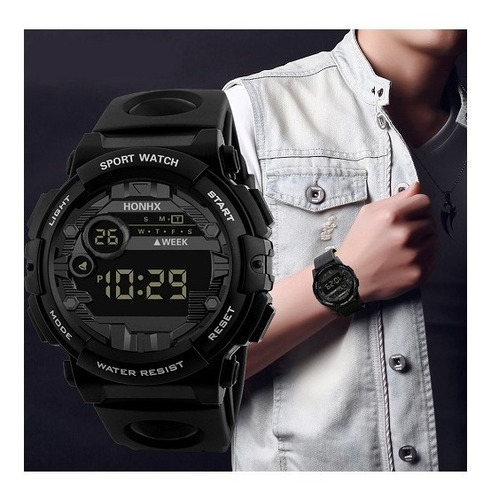 Honhx Luxo Masculino Digital Led Assista Data Esporte Mascul