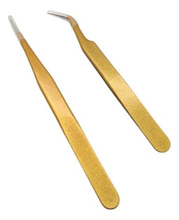 Pinza De Pestañas Dorada Recta Y Curva Set De 2 Unds