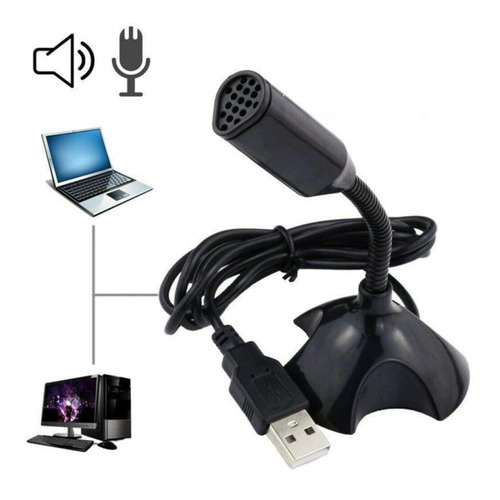 Microfono Usb Para Pc Laptop Zoom Meet Streaming Con Base
