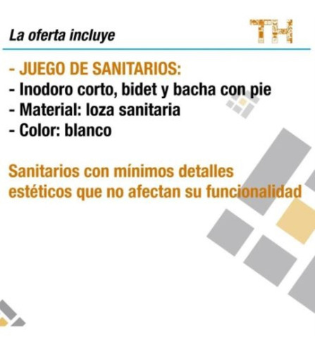 Imagen 4 de 7 de Combo Losa Inodoro + Bidet + Columna Pie + Bacha Lavatorio