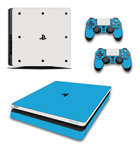 Skin Personalizado Para Ps4 Slim Color Blanco Y Celes (0458)