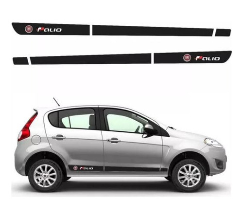 Kit Completo Adesivo Faixa Lateral Fiat Palio Imp100 Ck Cor Preto