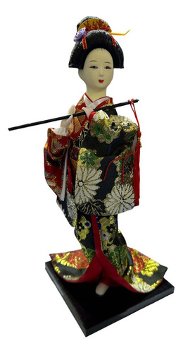 Boneca Samurai Mulher Estatueta Enfeite Espada